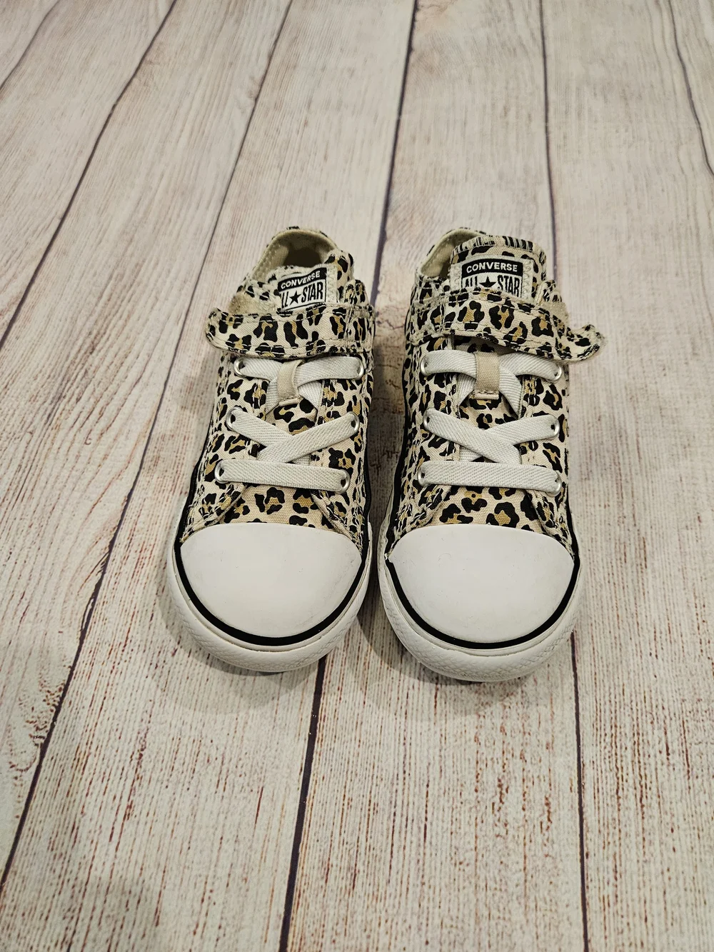Converse Kids Leopard Print Sneakers - White/Tan/Black